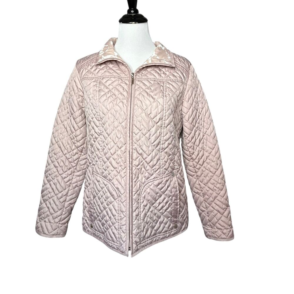 Susan Graver Jacket Wm Sm Quilted Lightweight Dusty Pink Zip Front Packable